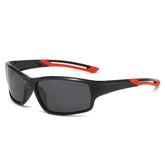 (12 PACK) Wholesale Sports Sunglasses Unisex New Arrival Polarized Night Vision Cycling Outdoor Sport 2024 - BulkSunglassesWholesale.com - Shiny Black Red Temple Black Lens